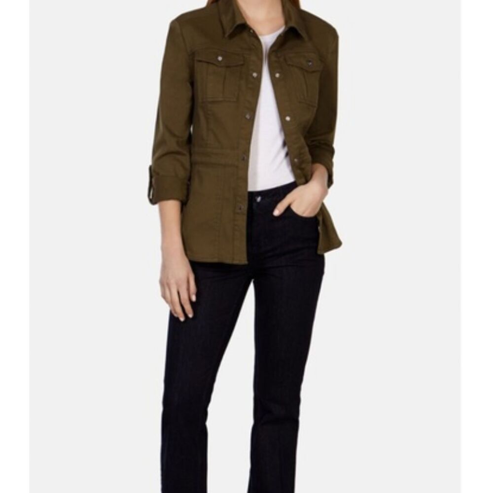 KAREN MILLEN Utility Style Shirt Jacket Army‎ Green Sz 2